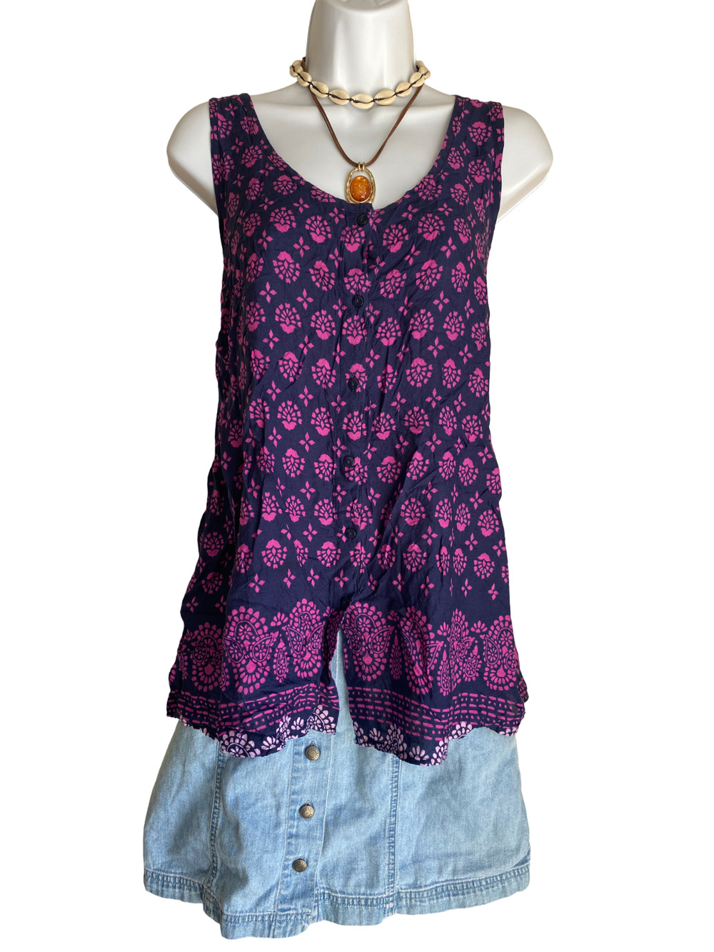 VTG Faded Glory Plus 20 Artsy Boho Purple Festival Blouse Flowy Whimsigoth Top
